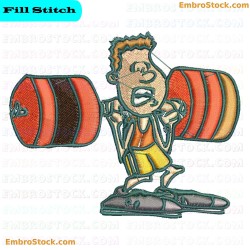 Person Lifting Weights Embroidery Design 13