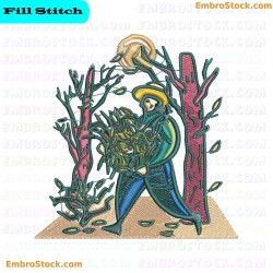 Person On A Farm Embroidery Design 24