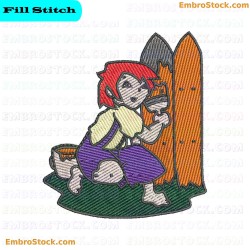 Person Painting A Wooden Fence Embroidery Design 8