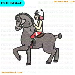 Person Riding A Horse Embroidery Design 31