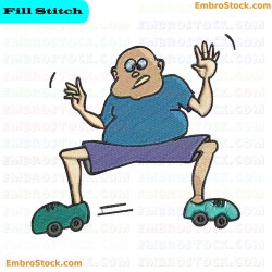 Person Roller Skating Embroidery Design 3