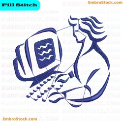 Person Using A Computer Embroidery Design 4