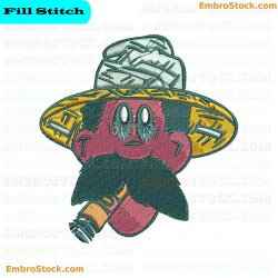 Person Wearing A Hat And Smoking A Cigar Embroidery Design 7
