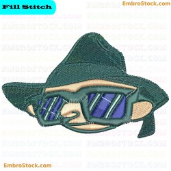 Person With Hat And Sunglasses Embroidery Design 19