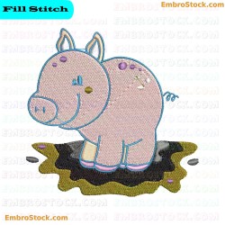 Pig Embroidery Design 6