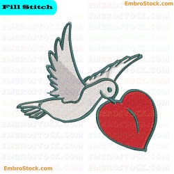 Pigeon Carrying Heart Embroidery Design 6