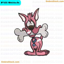 Pink Dog Character Embroidery Design 6