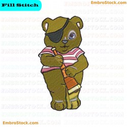 Pirate Bear Embroidery Design 1