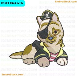 Pirate Cat Character Embroidery Design 10