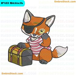 Pirate Fox Embroidery Design 4