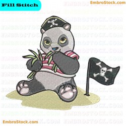 Pirate Panda Embroidery Design 9