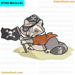 Pirate Raccoon Embroidery Design 5