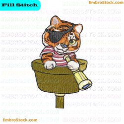 Pirate Tiger Embroidery Design 8