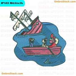 Pirates At Sea Embroidery Design 10