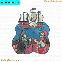 Pirates Firing At A Ship Embroidery Design 4