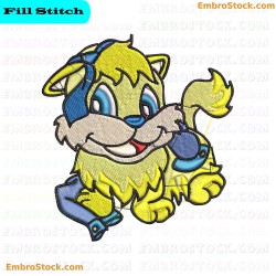 Playful Cat In Blue Outfit Embroidery Design 8