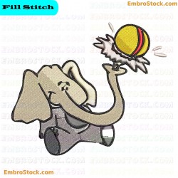 Playful Elephant With Ball Embroidery Design 20