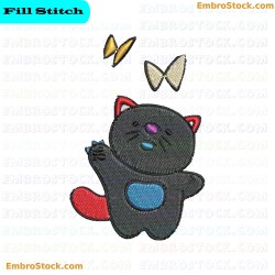 Playful Kitten Chasing Butterflies Embroidery Design 8