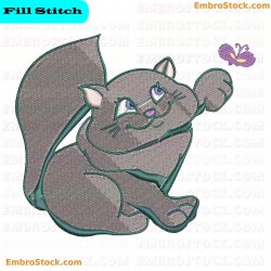 Playful Kitten Chasing Butterfly Embroidery Design 6