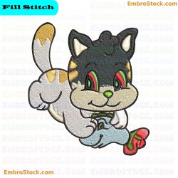 Playful Kitten Embroidery Design 2