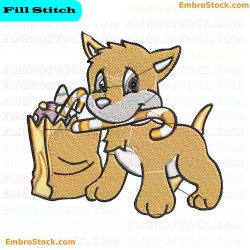 Playful Puppy Holding A Sweet In Its Mouth Embroidery Design 8
