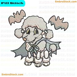 Playful Puppy In Bat Costume Embroidery Design 2