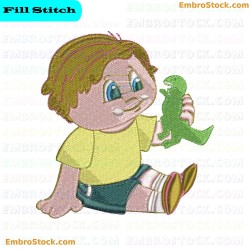 Playing Child Embroidery Design 3