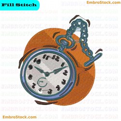 Pocket Watch Embroidery Design 8