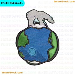 Polar Bear And Climate Change Embroidery Design 9