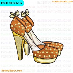 Polka Dot High Heeled Shoes Embroidery Design 6