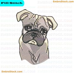 Pug Face Embroidery Design 6