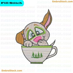 Puppy In Teacup Embroidery Design 2