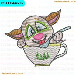 Puppy In Teacup Embroidery Design 3