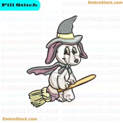 Puppy In Witch Costume Embroidery Design 7