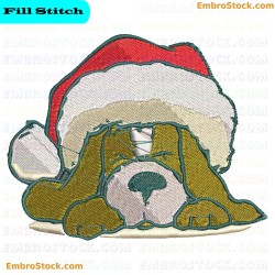 Puppy With Santa Hat Embroidery Design 14