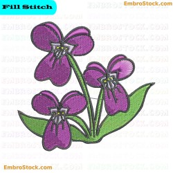 Purple Flower Embroidery Design 12