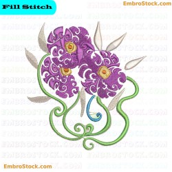 Purple Flower Embroidery Design 5