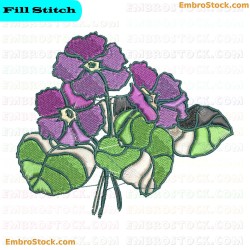 Purple Flowers Embroidery Design 11