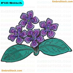 Purple Flowers Embroidery Design 44