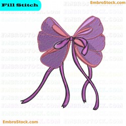 Purple Ribbon Embroidery Design 3