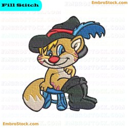 Puss In Boots Character Embroidery Design 5