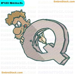 Q Letter In Caveman Style Embroidery Design 17