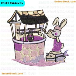 Rabbit By A Water Well Embroidery Design 2