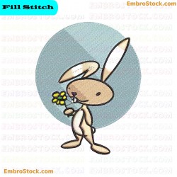 Rabbit Holding Flowers Embroidery Design 33