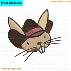 Rabbit In Cowboy Hat Embroidery Design 29