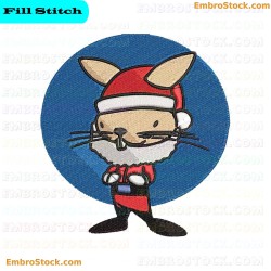 Rabbit In Santa Claus Costume Embroidery Design 28