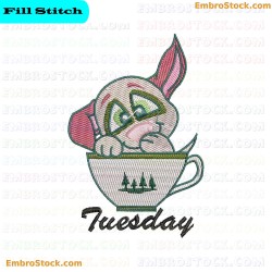 Rabbit In Teacup Embroidery Design 6