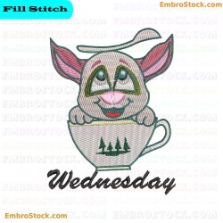 Rabbit In Teacup Embroidery Design 7