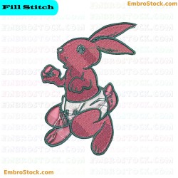 Rabbit Wearing Diaper Embroidery Design 35