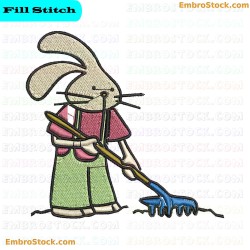 Rabbit With Comb The Ground Embroidery Design 4